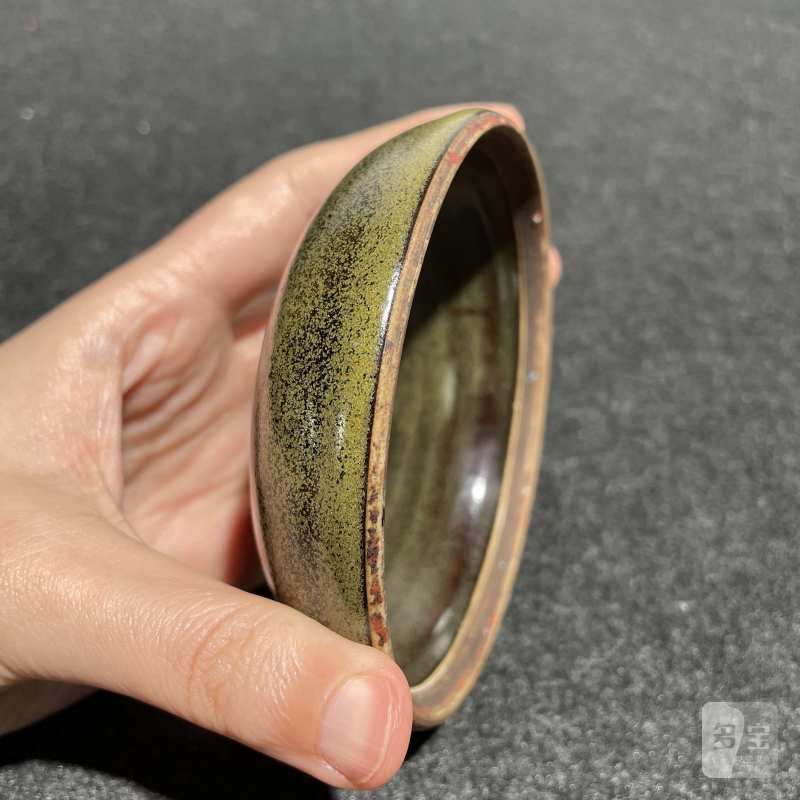 清雍正 茶叶末釉印泥盒 - 图4